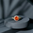 thumbnail image 4 of Rosec Jewels Created Orange Sapphire Ring with Diamond Halo for Women - AAAA Grade, 18K Yellow Gold, US 8.00, 4 of 8