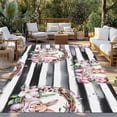 thumbnail image 2 of Bunny Easter Outdoor Rug for Patio/Deck/Porch, Non-Slip Large Area Rug 3 x 5 Ft, Spring Floral Eggs Farmhouse Striped Indoor Outdoor Rugs Washable Area Rugs, Reversible Camping Rug Carpet Runner, 2 of 8
