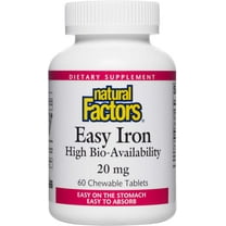 Natural Factors Easy Iron Chewable, Gentle Supplement for Energy and Metabolism Support, Vegan, Tropical Fruit Flavor, 60 tablets