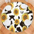 thumbnail image 2 of Elastic Sunflower Round Tablecloth for Dining or Outdoor Use, Water-Repellent Polyester, Fits 44-52" Tables, 2 of 7