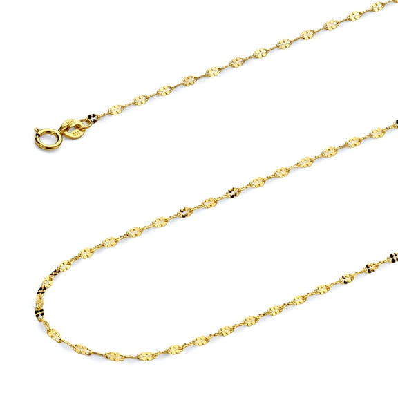 Wellingsale 14k Yellow Gold Polished Solid 1.7mm Twisted Mirror Chain Necklace with Spring Ring Clasp - 22"