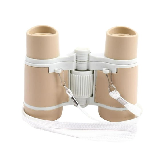 Binoculars Toy for Kids, Small Telescope, Portable 4x30 Magnifying Toy for Kids, Coffee White
