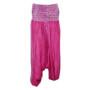 Mogul Women's Yoga Harem Pants Pink Paisley Print Yoga Jumpsuit Romper Dress
