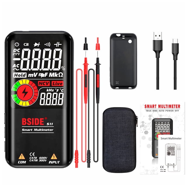 Xingzhi S11 Multimètre Intelligent 1000V Rechargeable Capacitance Compteur Auto Range Portable Poche Multifonctions Voltmètre Testeur Noir