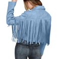 thumbnail image 5 of Women's Casual Jackets Women's Fashion Fringe Suede Leather Tassel Motorcycle Cropped Coats for Everyday Wear, 5 of 9