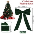 thumbnail image 3 of Twfbrm 12 Pcs Christmas Bows for Xmas Tree, 9"x13" Large Velvet Ribbon Bows for Gift Wrapping, Christmas Tree Hanging Ornaments Rustic Wreath Bow Christmas Decorations for Crafts Wedding Party, 3 of 9