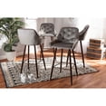 thumbnail image 5 of Baxton Studio Catherine Modern and Contemporary Grey Velvet Fabric Upholstered and Walnut Finished 4-Piece Bar Stool Set, 5 of 7