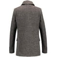 thumbnail image 2 of Men’s Wool Trench Coat Winter Slim Fit Pea Coat with Free Removable Plaid Scarf, 2 of 6