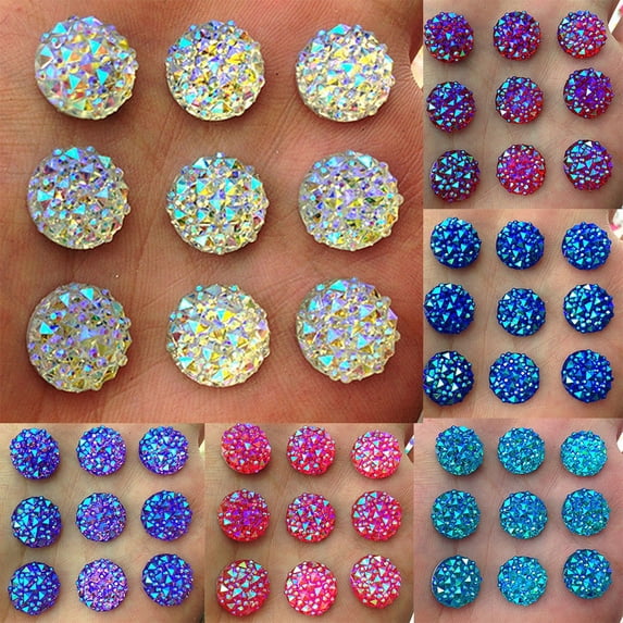 DIY 40Pcs 12mm Round AB Resin Flatback Rhinestones for Phone Wedding Crafts Red Resin