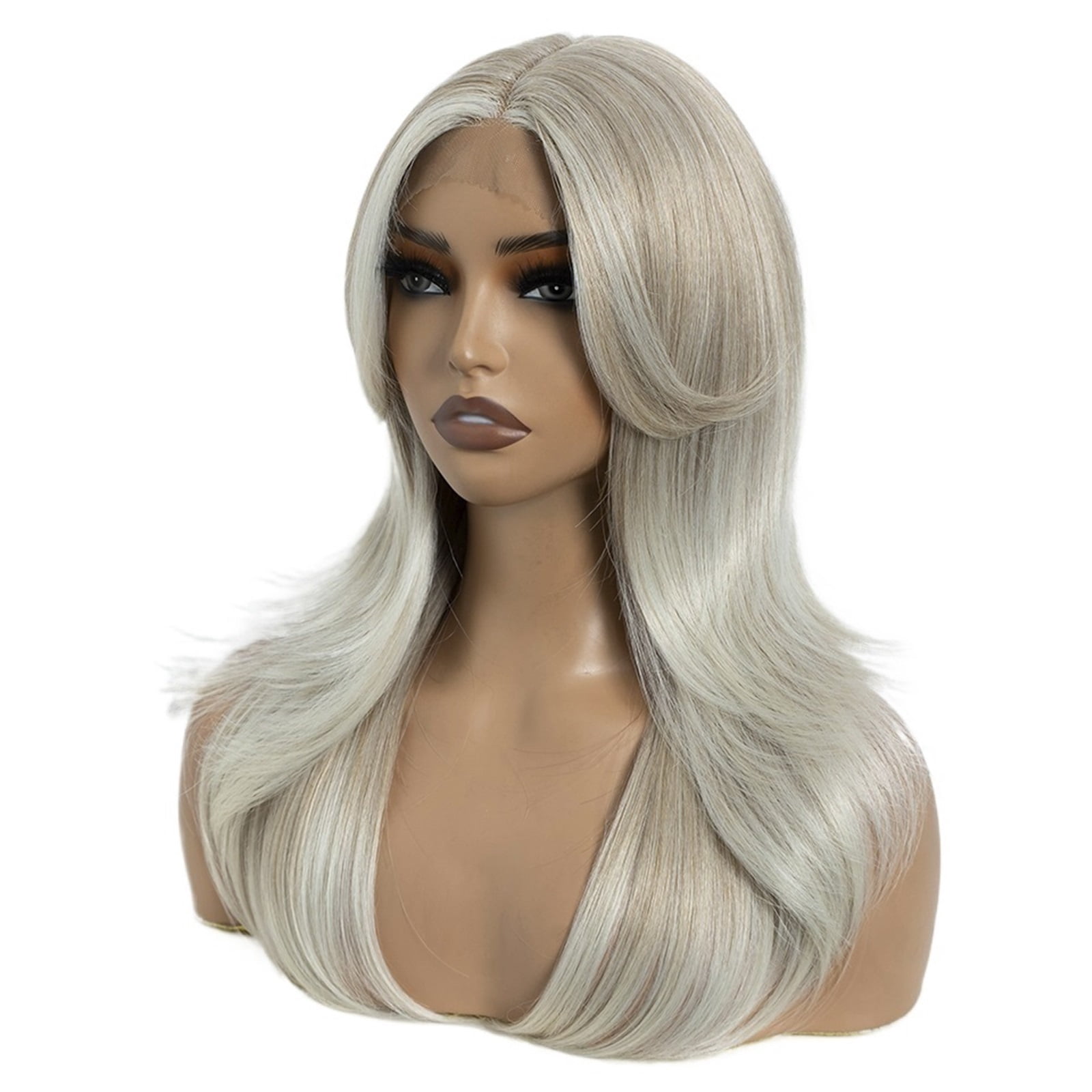 14 Inch Synthetic Lace Front Wigs Straight Bangs Ombre Blonde Wig for Women