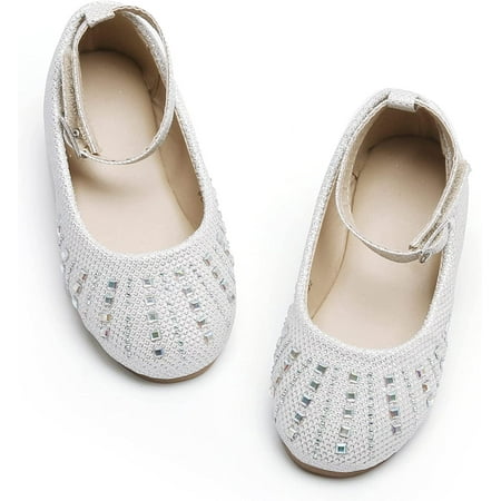 

QWZNDZGR Toddler Flower Girl Dress Shoes - Girl Ballet Flats Party School Shoes Wedding