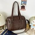 thumbnail image 4 of Yucurem Japanese School Handbag Pu Leather Jk Uniform Bag Ita Bag For Women (Dark Brown) Fashion shoulder bag (Dark Brown), 4 of 10
