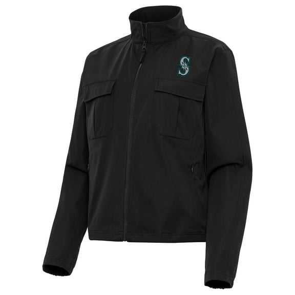 Women's Antigua Black Seattle Mariners Even Par Full-Zip Jacket