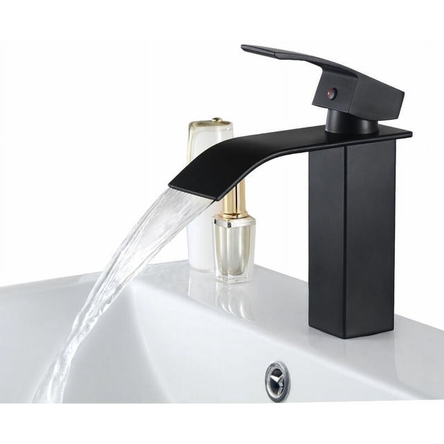 Grifo de baño de diseño cuadrado, acero inoxidable SUS304 y latón macizo, caño en cascada para un flujo de agua constante y un funcionamiento ecológico