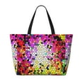 thumbnail image 2 of Xecao Colorful Tie Dye Stained Glass 3 for versatile beach bag for women includes zipper pockets and waterproof material, ideal for vacations and adventures., 2 of 7