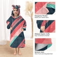 thumbnail image 3 of FORMRS Wearable Blanket Hoodie with Sleeves for Kids Cozy Flannel Sweatshirt, Pink Geometric, 3 of 7
