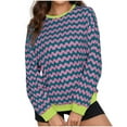 thumbnail image 2 of Women's Casual Sweatshirts Fashion Y2K Wavy Stripes Printed Long Sleeve Shirts Fall Winter Clothing Loose Crewneck Pullover Tops, 2 of 8