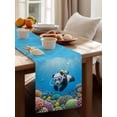 thumbnail image 3 of Abstract Funny Panda Diving Coral Table Runner 13x48in Non-Slip Cotton Linen Table Runners, Marine Undersea World Dresser Scarves TableRunner for Dinner Kitchen Dining Wedding Party, 3 of 9