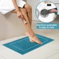 thumbnail image 4 of Bath Mat Floor Towel Set - Absorbent Cotton Hotel Spa Shower/Bathtub Mats [Not a Bathroom Rug] (Teal, 2 Pack (16"x24")), 4 of 6