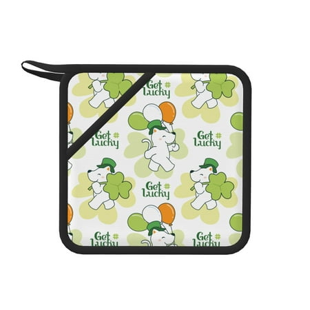 

1 Pc Silicone Anti-Hot Hot Pads Oven Mitts Heat Resistant Pot Holders With Pockets Non Slip Oven Glove Potholder For Kitchen Cooking Bbq Baking 7.1in Saint Patrick S Dog