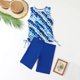 thumbnail image 4 of Traje de baño de dos piezas para mujer, trajes de baño para mujer, traje de baño de dos piezas con espalda de tirantes y estampado conservador para mujer, vestido de baño para mujer, 4 of 8