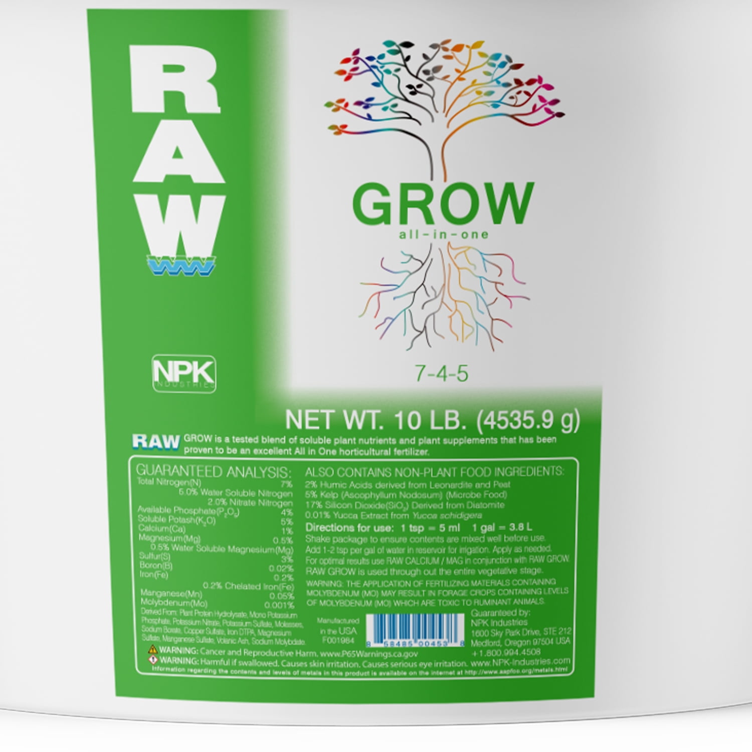 NPK Industries RAW All in 1 Grow Blend Horticultural Fertilizer, 10 Pound