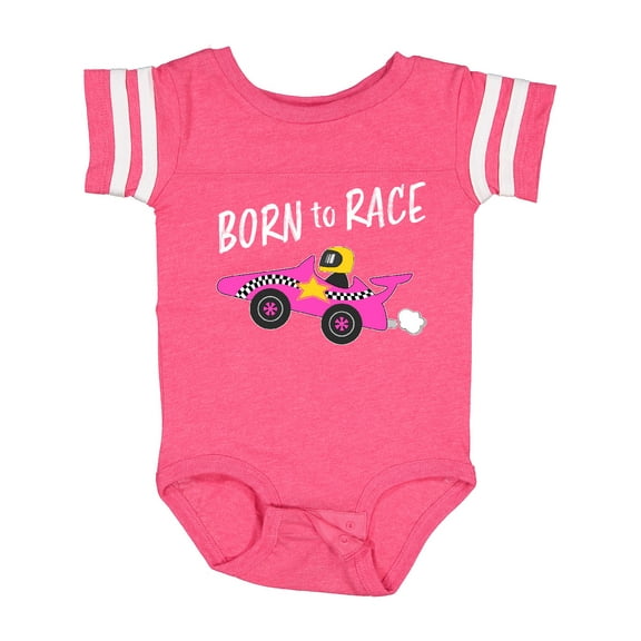 Inktastic Born to Race Pink Race Car Boys or Girls Baby Bodysuit