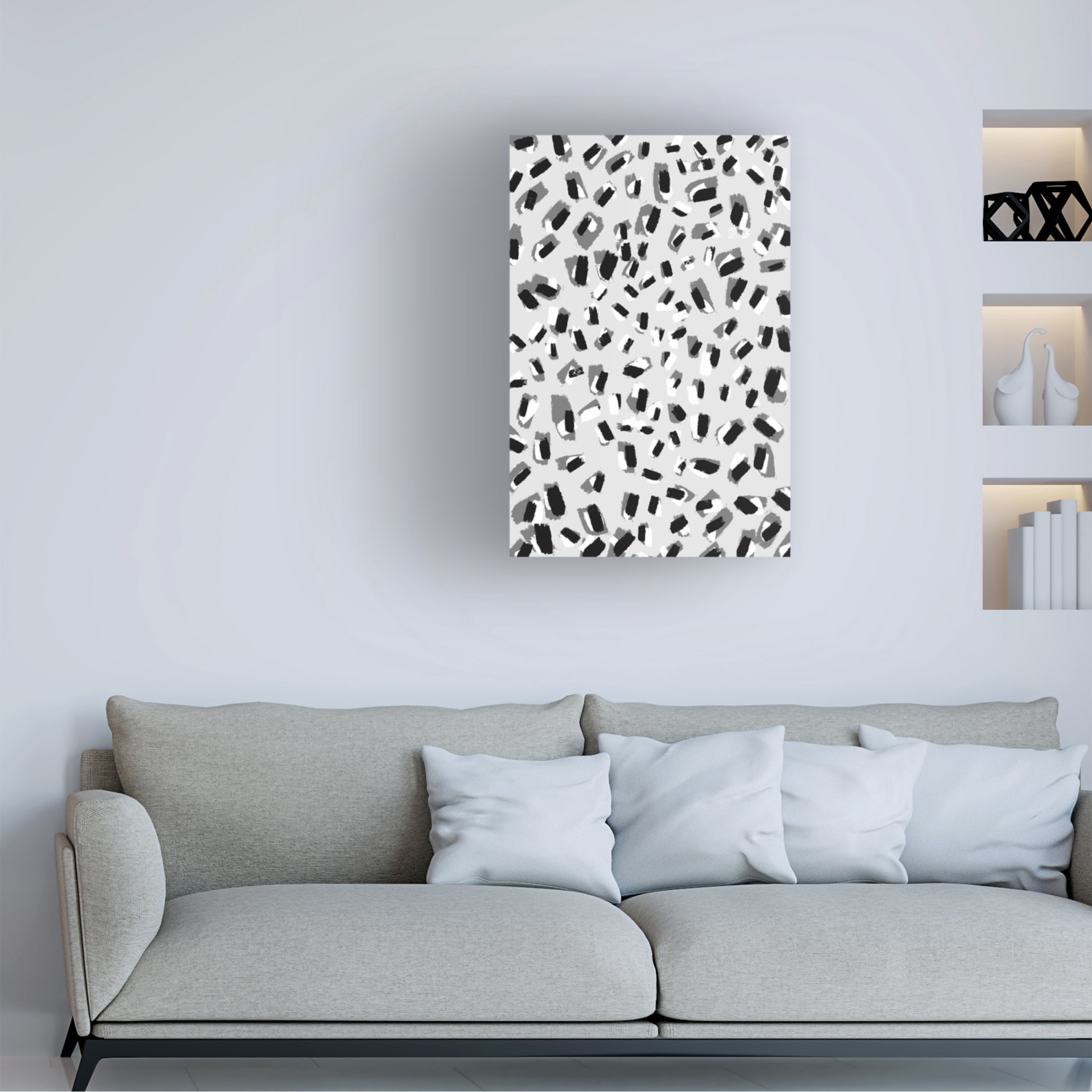 Canvas Wall Art - Treechild 'Black And White Little Strokes' Wall Art for Living Room, Bedroom, or Office D?cor by Trademark Fine Art - 16 x 24 Inches