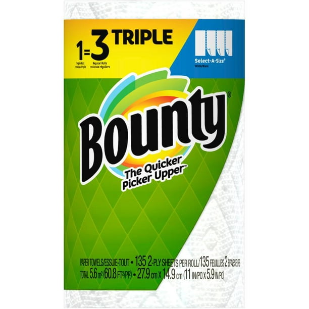 Bounty Select-A-Size Paper Towels, 2 Double Rolls, White, 90 Sheets Per  Roll, 2=4