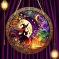thumbnail image 2 of BNNG 8 inch Charming Moonlight Witch Acrylic Stained Glass Window Hanging Sun Catcher Decor Stained Panel Hangings Wall Art Decor, for Friends and Family (Moonlight Witch), 2 of 5