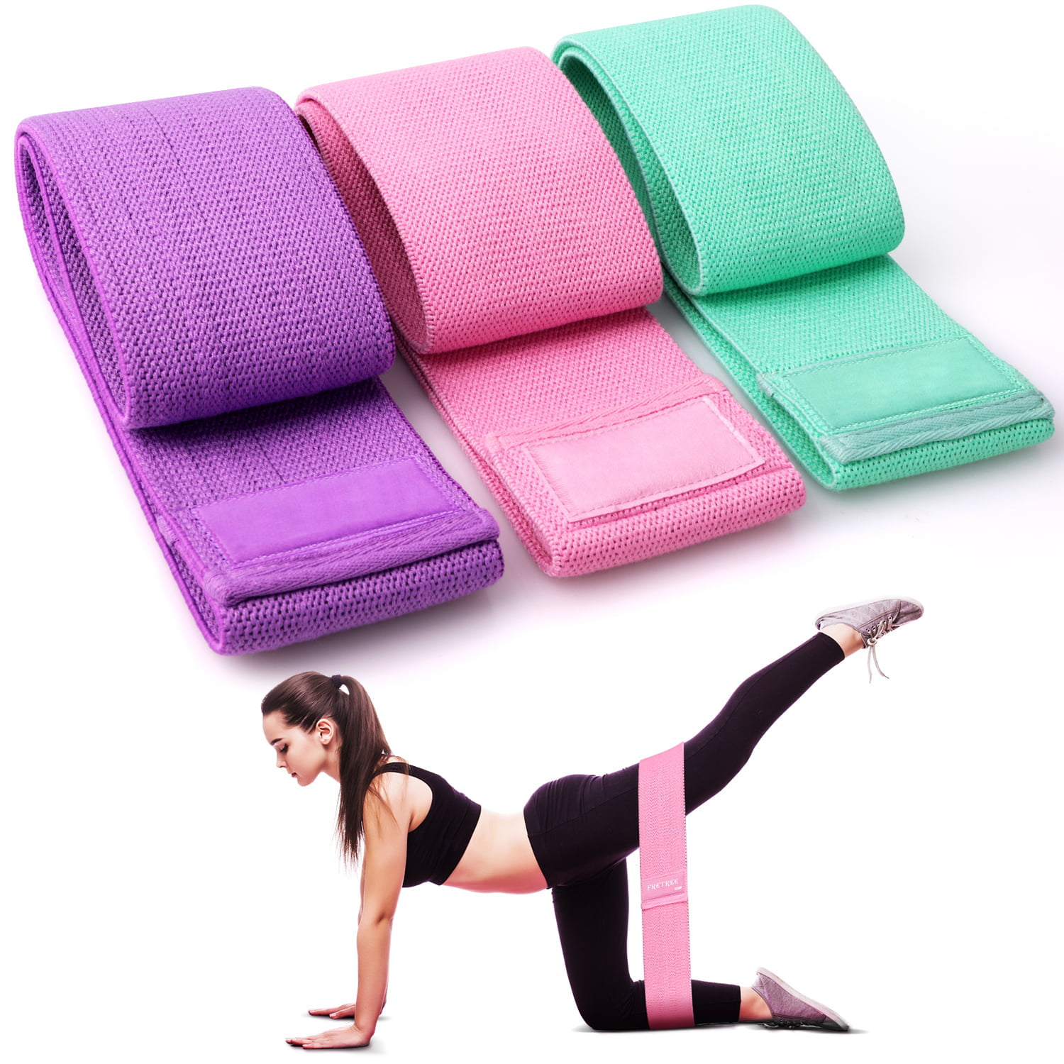 Exercise Bands, 3 Levels Resistance Bands for Legs & Butt, Non