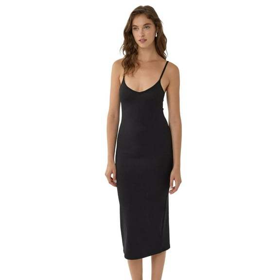 V-Neck Bodycon Midi Dress with Thin Straps