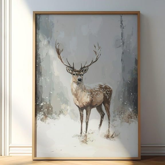 Zuno Christmas , Deer Print, Christmas Reindeer Poster, Winter Wall Art, Farmhouse Drawing, , Printable Xmas Decor- Wall Art Print, 8x12 UNFRAMED