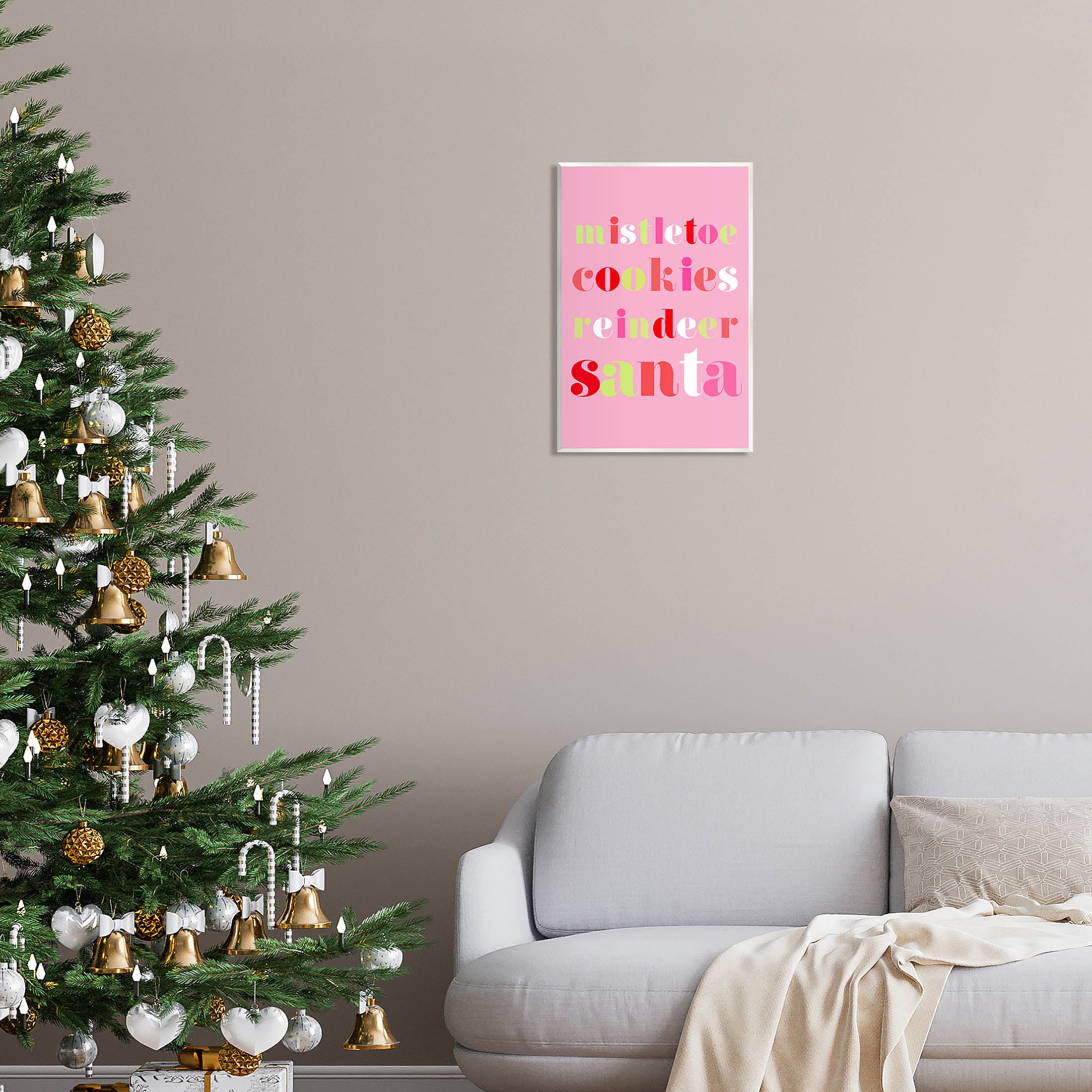 Mistletoe Cookies Reindeer Santa Bold Holiday Graphic Art Unframed Art Print Wall Art