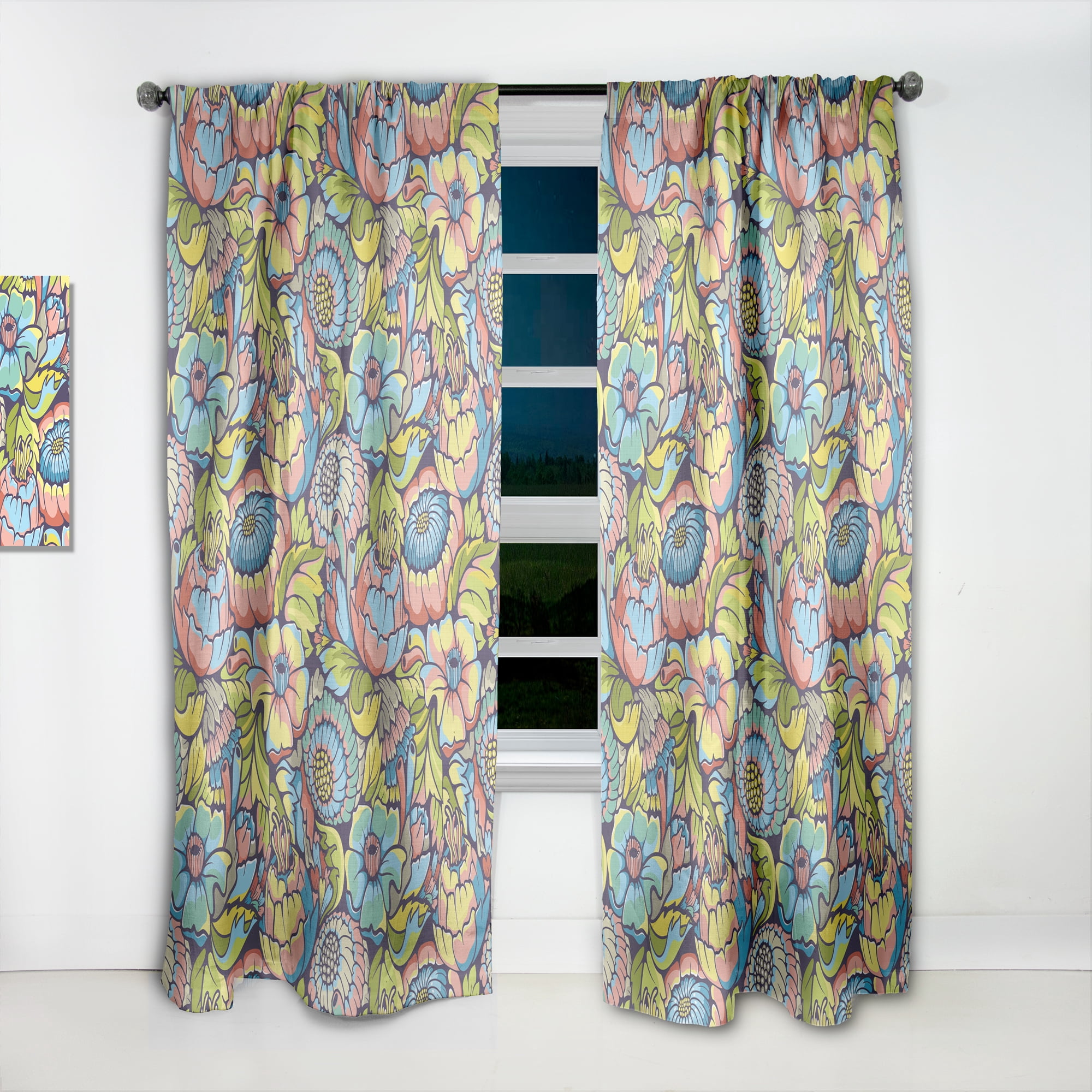 Designart 'Blossom Pink X' Modern & Contemporary Curtain Panel