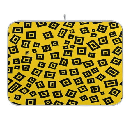 

Dish Drying Mat Kitchen Counter Fall Squares Dishes Drainer Pad Absorbent Microfiber Reversible 16 x18