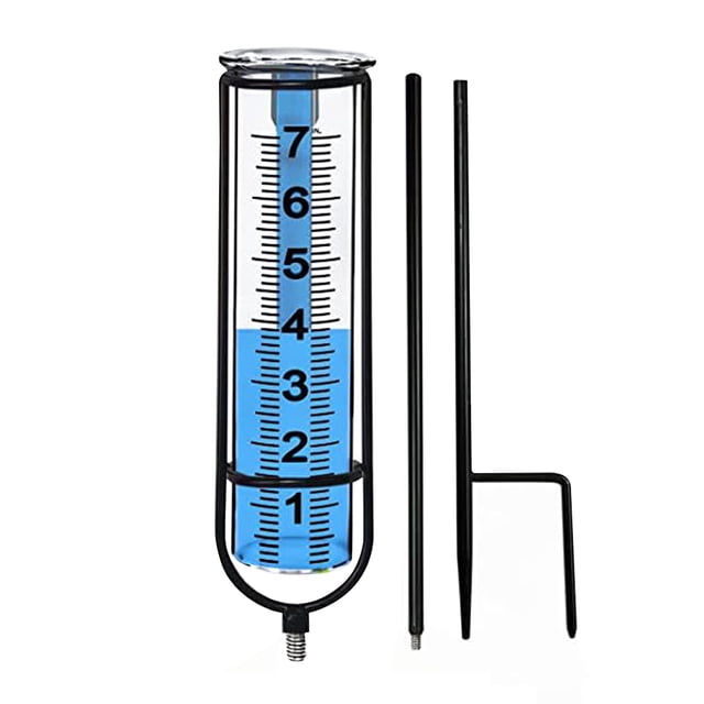 Pluviómetro de tubo de vidrio de 7 pulgadas de capacidad para medir la precipitación del agua en el jardín