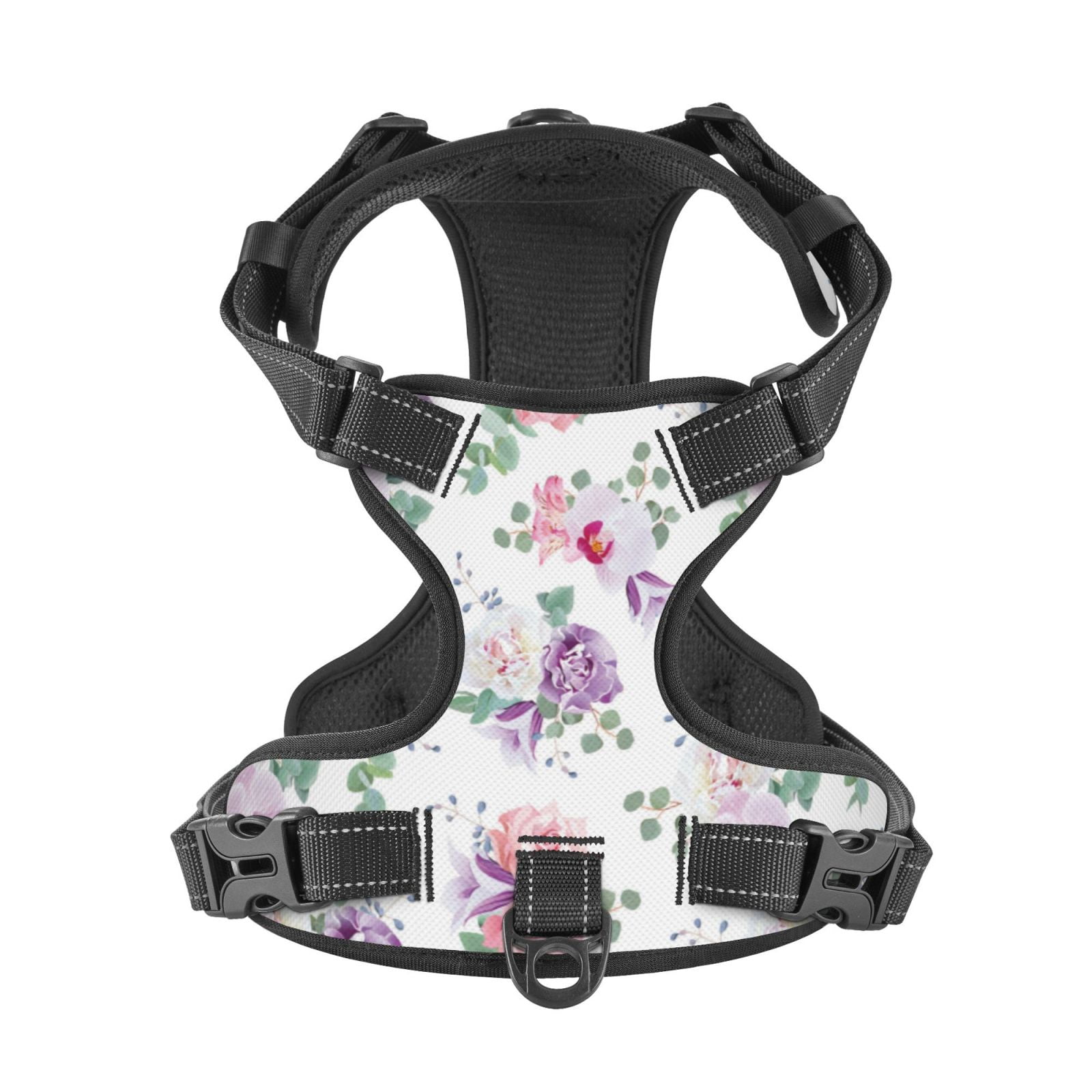 Kdxio Rose Flower B Print No Pull Dog Harness Adjustable Reflective Oxford Easy Control Medium Large Dog Harness for Training and Everyday-Large