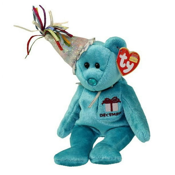 TY Beanie Baby - DECEMBER the Teddy Birthday Bear (w/ hat) (9" Plush)(BONUS 1 FUN CHOPS)