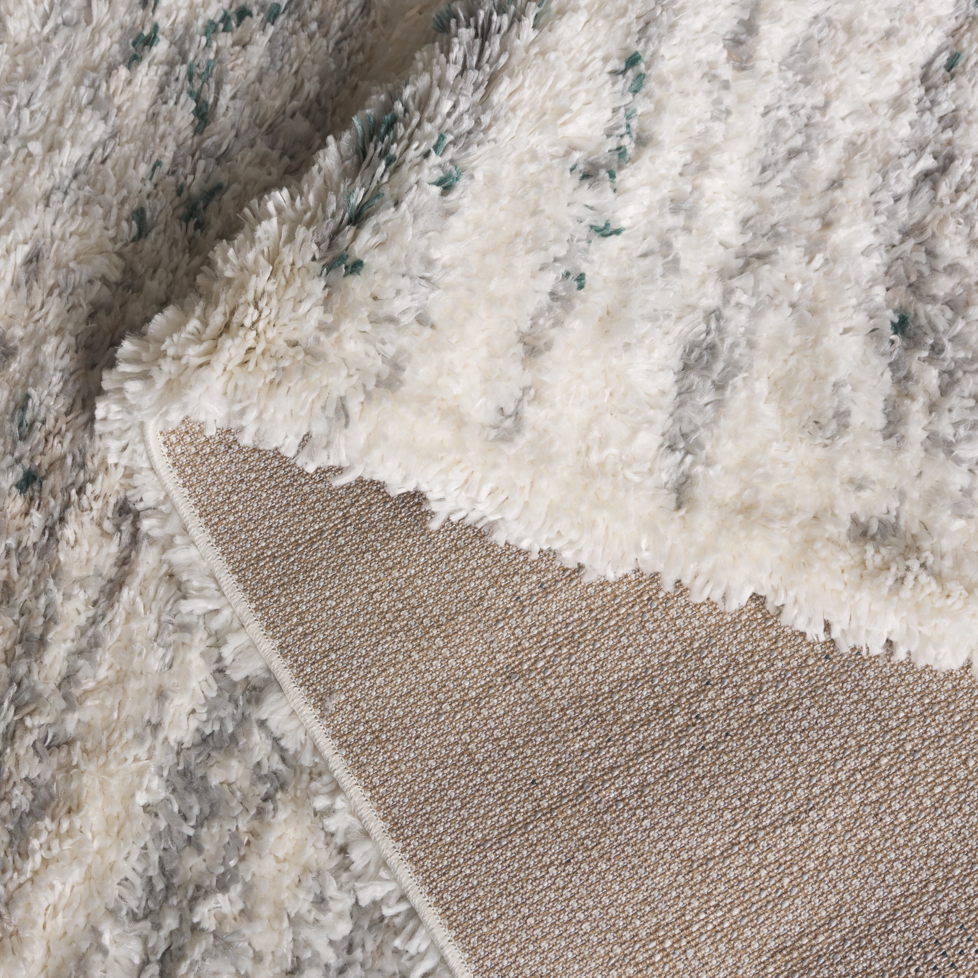 SAFAVIEH Fontana Danny Abstract Shag Area Rug, Ivory/Green, 3' x 5'