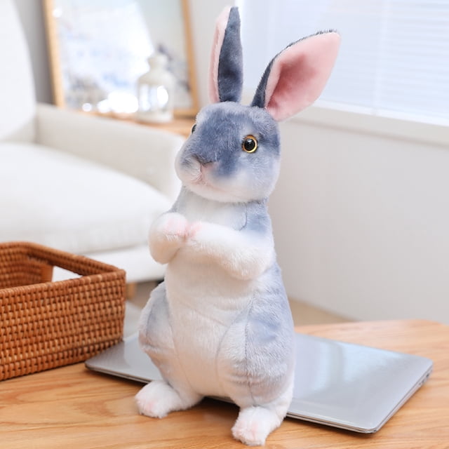 Simulation Lovely Long Ears Realistic Rabbit Plush Toy Bunny Animal Stuffed Doll Toys for Kids Girls Birthday Gift Room Decor