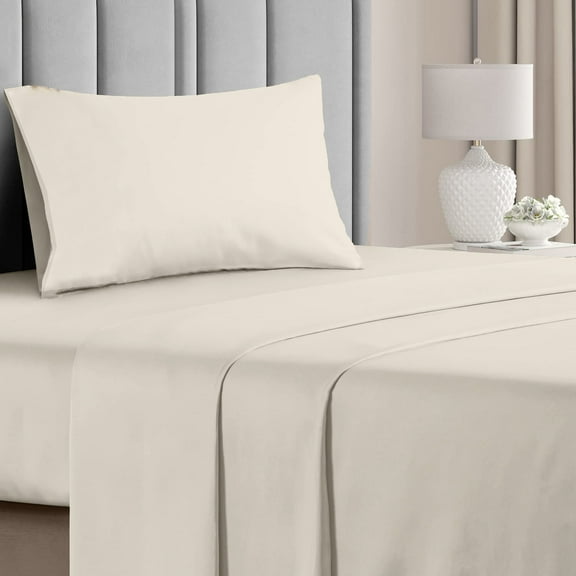 Hotel Collection Rayon Bed Sheet Set - 3 Piece, Twin, Cream