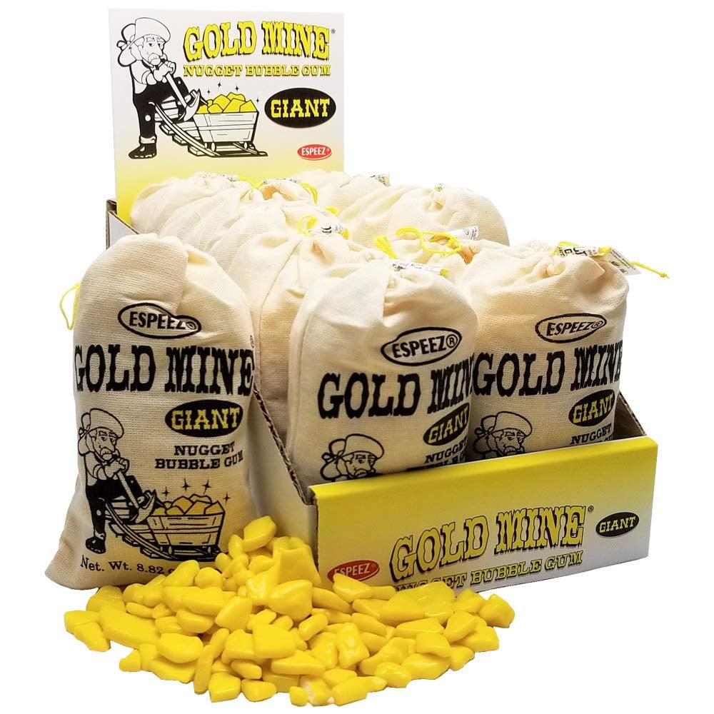 Espeez Giant Gold Mine Nugget Bubble Gum Candy, 8.82 Ounce Bag