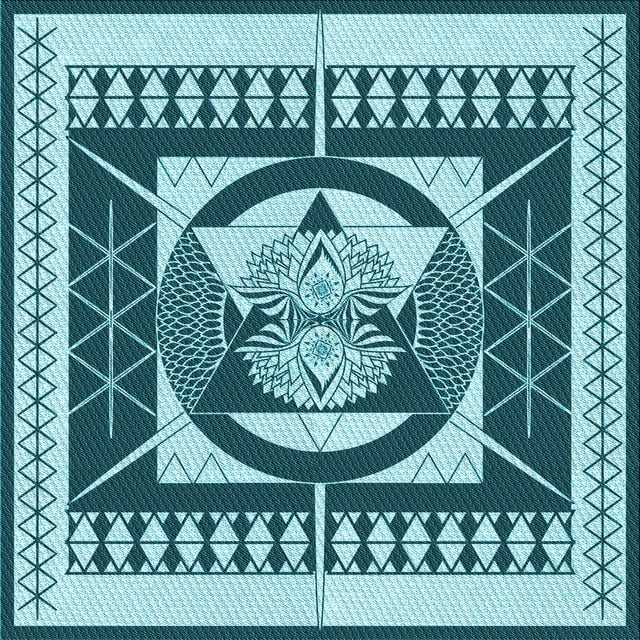 Ahgly Company Machine Washable Indoor Square Transitional Medium Teal Green Area Rugs, 5' Square