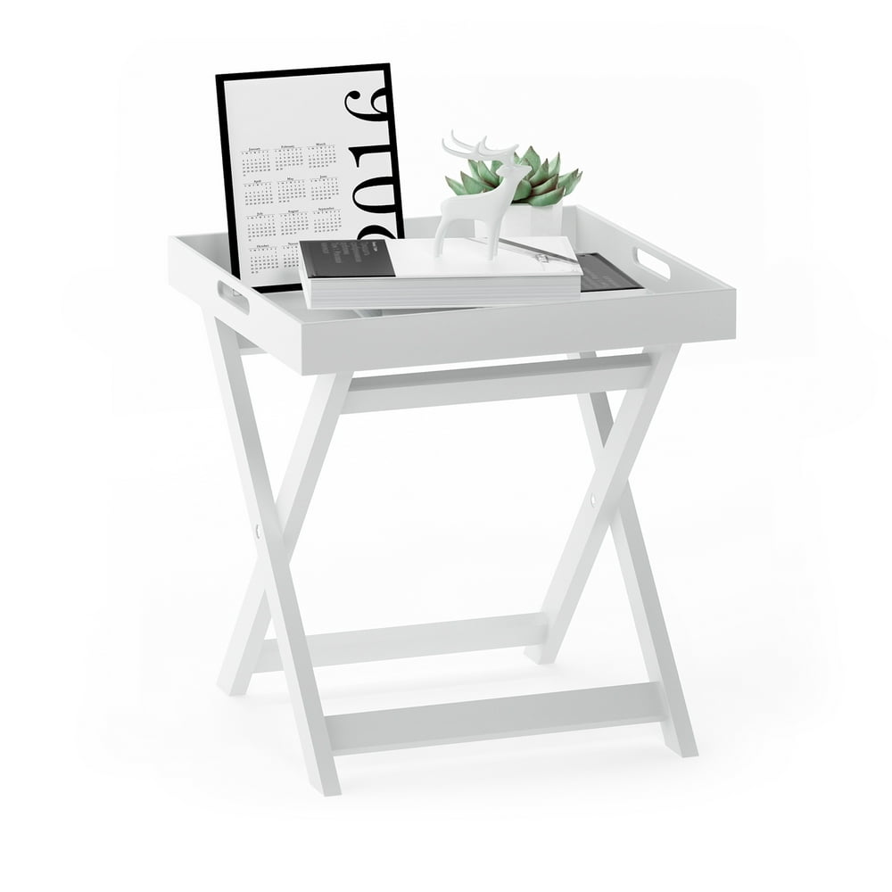 Furinno Rolland Folding Tray Side Table, White