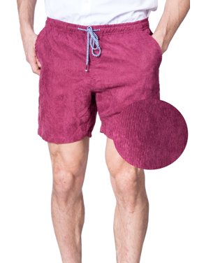 Mens Elastic Waist Corduroy Shorts Drawstring Tie 6 Inch Casual Khaki Walkshort (Large, Khaki)