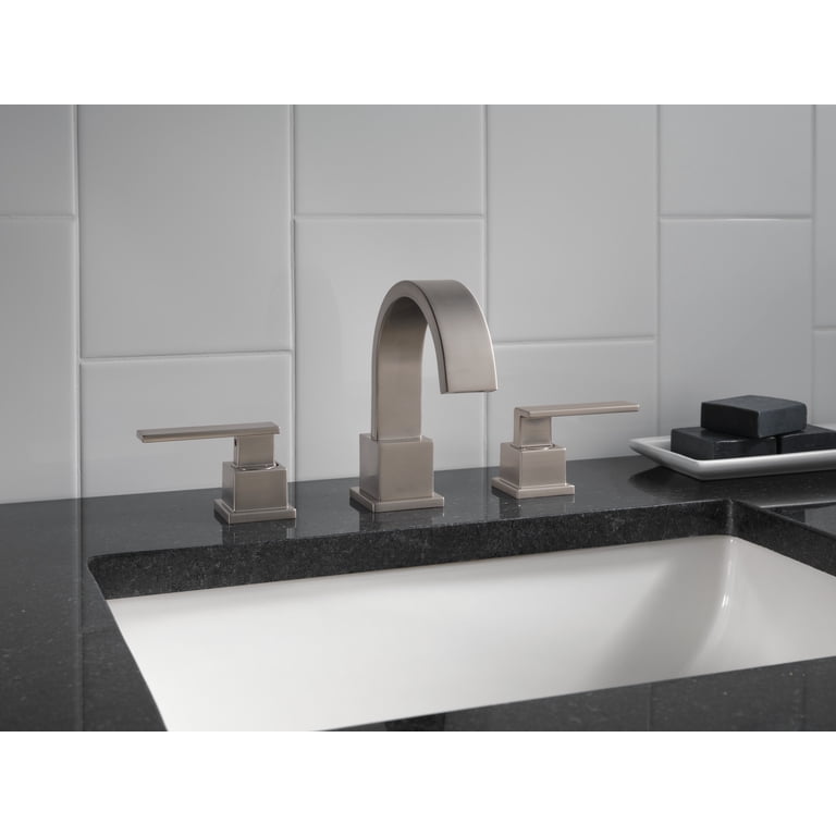 Delta Cassidy Chrome 3-Hole Widespread Bathroom Faucet - 8 Inch Spread With Metal Push-Pop Drain, 1.5 GPM WaterSense
