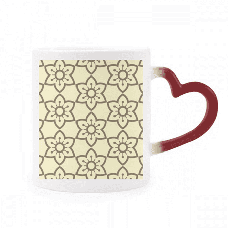 

Flowers Classic Pattern Brocade Heat Sensitive Mug Red Color Changing Stoneware Cup