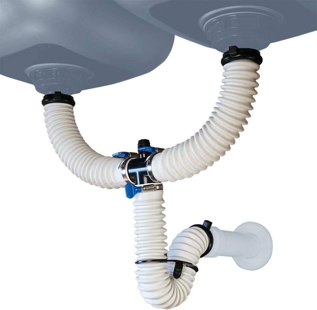 FULenQnu Double Basin Simple DrainFlexible Rubber Trap and Connectors