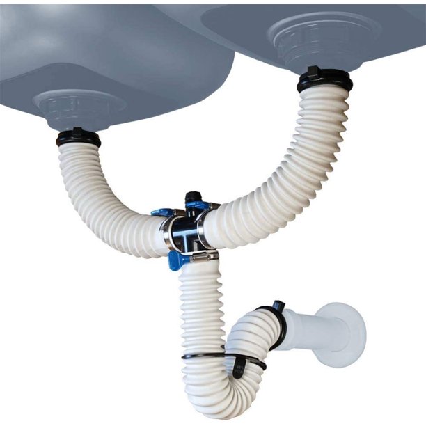 FULenQnu Double Basin Simple DrainFlexible Rubber Trap and Connectors
